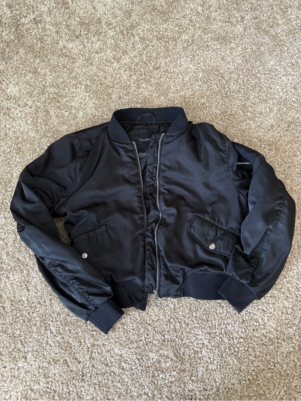 Pull&Bear Black Bomber Jacket